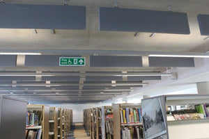Acoustic fabric covered baffles